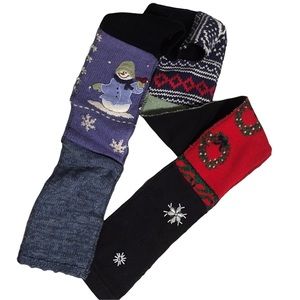 Knit Winter Scarf Holiday Snowman 4.75”X 66” patchwork Xmas NWOT